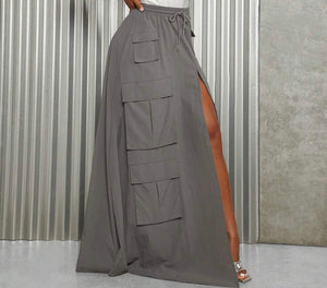 SOLD OUT -Waist Multi-Pocket Maxi Cargo Skirt