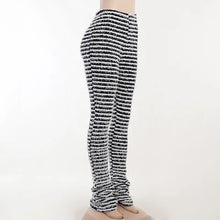 STRIPED HIGH WAIST STACKED PANTS